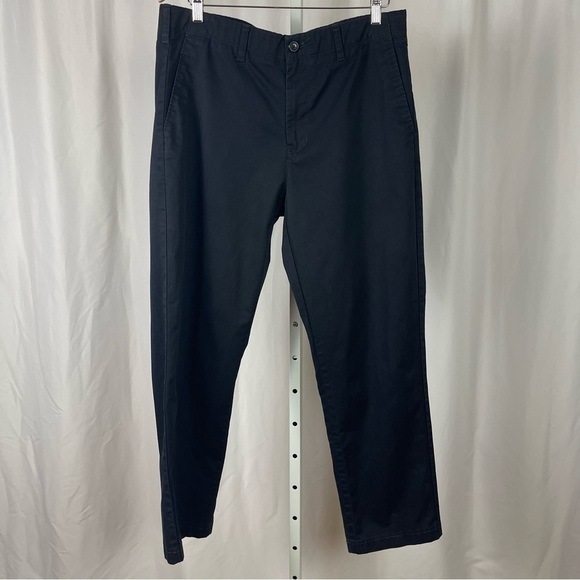 Land's End Oeko-Tex Size 34 Mens Flat Front Business Pants Navy Blue Khaki - Picture 1 of 7